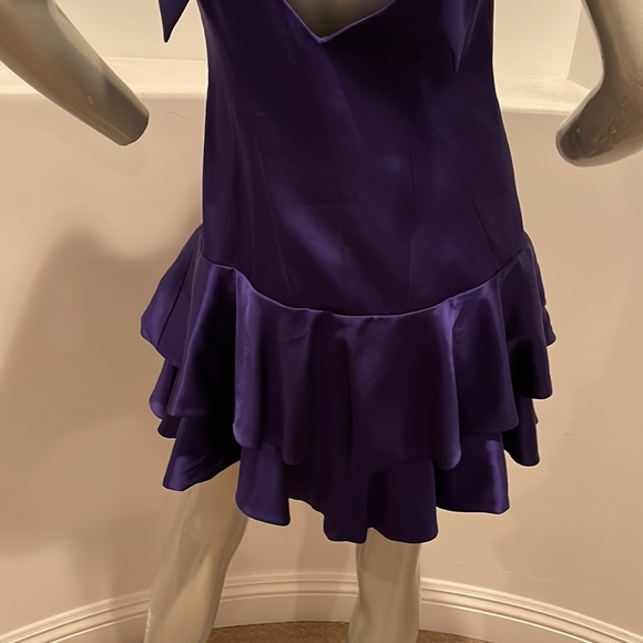 Karen Millen Sleeveless Tiered Royal Blue Drop Waist Mini  Dress Cocktail Size 8 - Picture 8 of 13